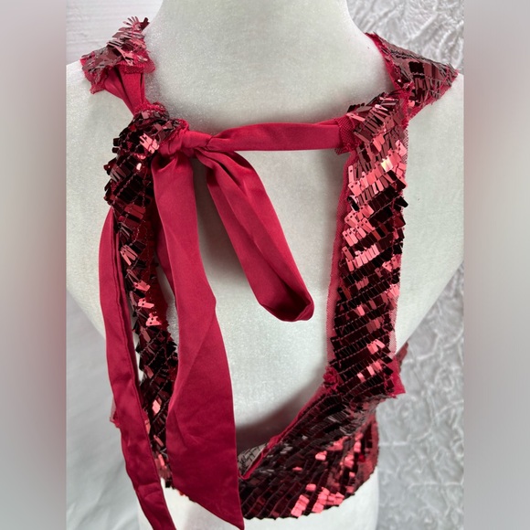 NWOT Free People Intimately Disco Fever Cami, Red Combo, Size Medium, Sequins - Picture 9 of 12